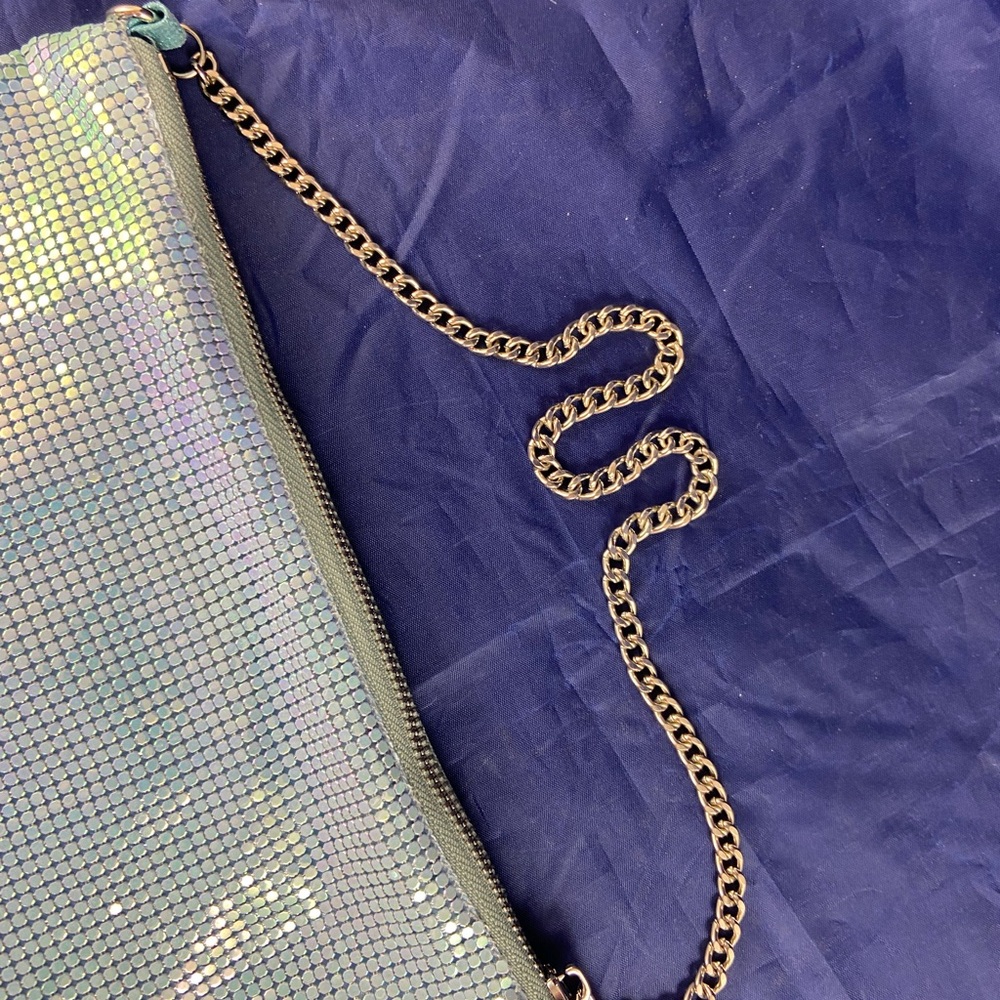 NWT Bloomingdale’s Aqua Bag A-Ellie Air Blue Green Mesh Baguette Shoulder Purse - Picture 8 of 13